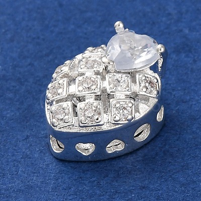 Rack Plating Brass Micro Pave Cubic Zirconia Beads KK-Z082-08S-1