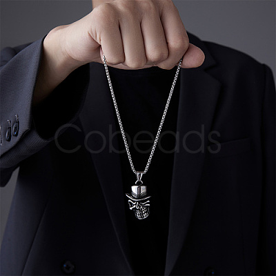 Skull Stainless Steel Pendant Necklaces for Men BV6078-2-1