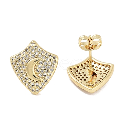 Brass Micro Pave Cubic Zirconia Stud Earrings for Women EJEW-E310-12G-04-1