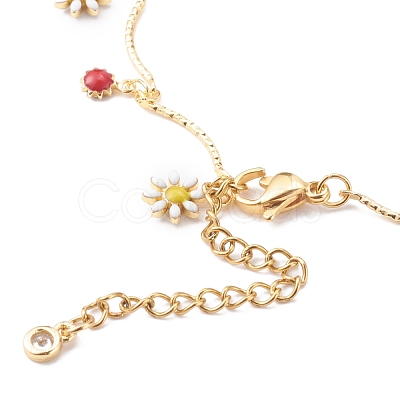 Brass Enamel Charm Anklets AJEW-AN00396-1