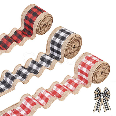 Cheriswelry 3Roll 3 Style Polyester & Hemp Ribbon OCOR-CW0001-02-1