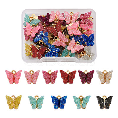 44Pcs 11 Colors Vintage Alloy Acrylic Charms PALLOY-TA0002-38-1