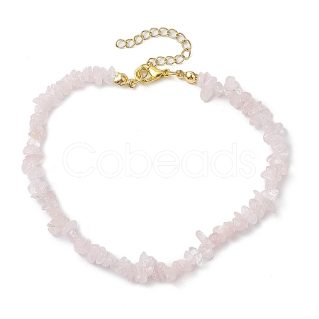 Natural Rose Quartz Anklets AJEW-AN00592-10-1