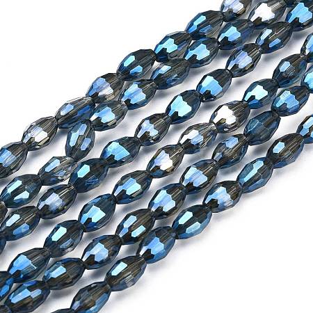 Electroplate Glass Beads Strands X-EGLA-J013-4X6mm-F34-1