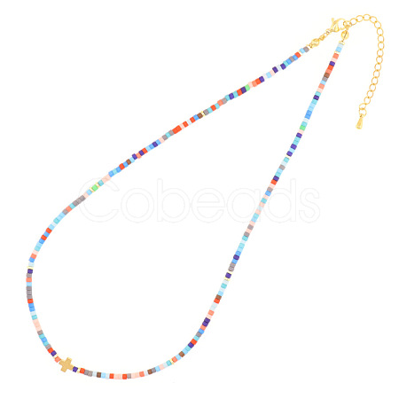 Cross with Glass Beads Necklace for Easter QJ6866-1