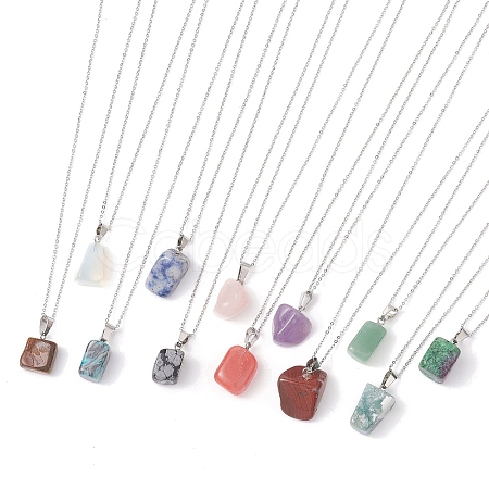 12Pcs 12 Styles Nuggets Natural & Synthetic Mixed Stone Pendant Necklace Sets NJEW-JN04887-1