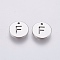 Non-Tarnish 304 Stainless Steel Charms, Flat Round with Letter, Stainless Steel Color, Letter.F, 10x1mm, Hole: 1mm