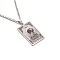 304 Stainless Steel Curb Chain Rectangle with Constellation Pendant Necklaces, Stainless Steel Color, Aquarius, 23.62 inch(60cm)