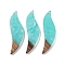 Resin & Wood Big Pendants, Leaf Charms, Aquamarine, 51x14.5x3.5mm, Hole: 1.8mm