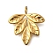 PVD Vacuum Plating 201 Stainless Steel Pendants, Leaf Charm, Real 18K Gold Plated, 18x16x3mm, Hole: 2mm