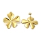 304 Stainlee Steel with Rhinestone Studs Earring, Flower, Real 18K Gold Plated, 35x32.5mm