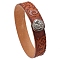 Branch Pattern Cowhide Cord Bracelets, with Alloy Button, Sienna, 8-5/8 inch(22cm)