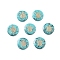 Synthetic Turquoise Beads, with Golden Tone Brass Slices, Flat Round, Turtle, 15x4mm, Hole: 1mm