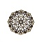 Iron Filigree Joiners Links, Etched Metal Embellishments, Flower, Antique Bronze, 48x48x0.5mm, Hole: 1.8~2.9mm