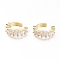 Brass Micro Pave Clear Cubic Zirconia Cuff Earrings, Long-Lasting Plated, Ring, Golden, 16x4mm