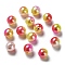 Rainbow ABS Plastic Imitation Pearl Beads, Gradient Mermaid Pearl Beads, Round, FireBrick, 7.5~8x7~7.5mm, Hole: 1.6mm, about 2000pcs/500g