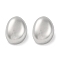 304 Stainless Steel Oval Stud Earrings, Silver, 25x18.5mm