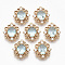 Golden Tone Brass Pendants, with Faceted Glass and Rhinestone, Oval, Pale Turquoise, 20x17.5x5.5mm, Hole: 1.2mm