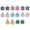 Cubic Zirconia Clover Stud Earrings, Rack Plating Brass Jewelry for Women, Platinum, Mixed Color, 10x10mm