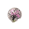 Dried Flower Glass Pendants, Flat Round, Magenta, 32x20mm, 5pcs/set