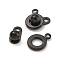 Ion Plating(IP) 201 Stainless Steel Snap Clasps, Round, Black, 15x9.5x5mm, Hole: 1mm and 2mm