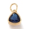 PVD Vacuum Plating 304 Stainless Steel Cubic Zirconia Pendant, Triangle, Golden, Dark Blue, 12.5x9.5x5mm, Hole: 5mm