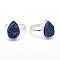 Electroplate Natural Druzy Quartz Crystal Finger Rings, with Eco-Friendly Brass Findings, Lead Free & Cadmium Free, Long-Lasting Plated, Flat Round, Size 7, Real Platinum Plated, Blue, 17mm