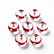 Transparent Glass Enamel Beads, Hand Drawn Beads, Round, Dark Red, 12.5~14x11.5mm, Hole: 1.6mm