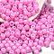 Baking Paint Pearlized Glass Seed Beads, Round Hole, Cylinder, Pearl Pink, 4.5x3.5mm, Hole: 1.2mm, about 5625pcs/pound