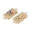 Alloy Rhinestone Connector Charms, Rectangle with Butterfly, Colorful, Light Gold, 26x11x2~2.5mm, Hole: 1.8mm