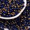 Glass Seed Beads, Inside Colours, Half Gilded Plated, Round, Medium Blue, 4x3mm, Hole: 1.2mm, 6428pcs/pound