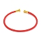 Braided Carbon Steel Wire Bracelet Making, with Golden Plated Brass End Caps, Orange Red, 0.25cm, Inner Diameter: 2-3/8 inch(6.1cm)