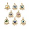 Lampwork Evil Eye Pendants with Colorful Cubic Zirconia, Real 18K Gold Plated Brass Findings, Lead Free & Cadmium free, Mixed Color, 25x18x5mm, Hole: 4x3.5mm