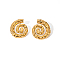 Brass Stud Earrings for Women, Lead Free & Cadmium Free, Spiral Shell Shape, Real 18K Gold Plated, 32x27.5mm