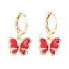 Butterfly Enamel Dangle Huggie Hoop Earrings EJEW-JE04725-2