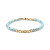 Gold-tone Miyuki Elastic Crystal Beaded Bracelet with Acrylic Tube Beads ST6850934-1