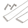 Rectangle 304 Stainless Steel Rhinestone Pendant Necklaces & Bracelets & Stud Earrings Sets for Women SJEW-C004-08P-2