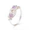 Natural Amethyst Beaded Spiral Finger Ring RJEW-TA00049-04-6