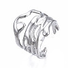 Non-Tarnish 304 Stainless Steel Wave Open Cuff Ring RJEW-T023-31P-3