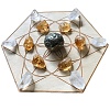 Hexagon with Flower of Life Wooden Crystal Ball Display Stands PW-WG37562-01-4