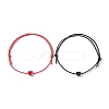 2Pcs 2 Color Alloy Enamel Heart Braided Bead Bracelets Set BJEW-JB09740-1