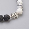 Natural Lava Rock Beads and Natural Howlite Beads Stretch Bracelets BJEW-JB03851-06-2