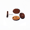 Coconut Brown Wood Stud Earring Findings EJEW-CJC0001-12-3