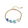 Glass Pearls Link Bracelet with 304 Stainless Steel Curb Chains for Women BJEW-JB08708-4