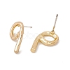 Brass Number Stud Earrings with 925 Sterling Silver Pins for Women EJEW-A077-01I-3