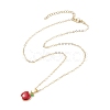 Enamel Apple Pendant Necklace with Golden Brass Cable Chains for Teachers' Day NJEW-TA00047-1