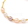 Brass & Natural Freshwater Pearl Beads Open Cuff Bangles for Women BJEW-F470-03G-02-2