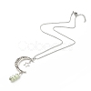 Natural New Jade Bullet with Alloy Moon and Star Pendant Necklace NJEW-JN03912-07-1