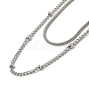 304 Stainless Steel Double-Layer Necklace NJEW-Q321-01P-3