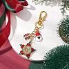 Christmas Star Glass Seed & Alloy Enamel Pendant Decoration HJEW-MZ00079-2